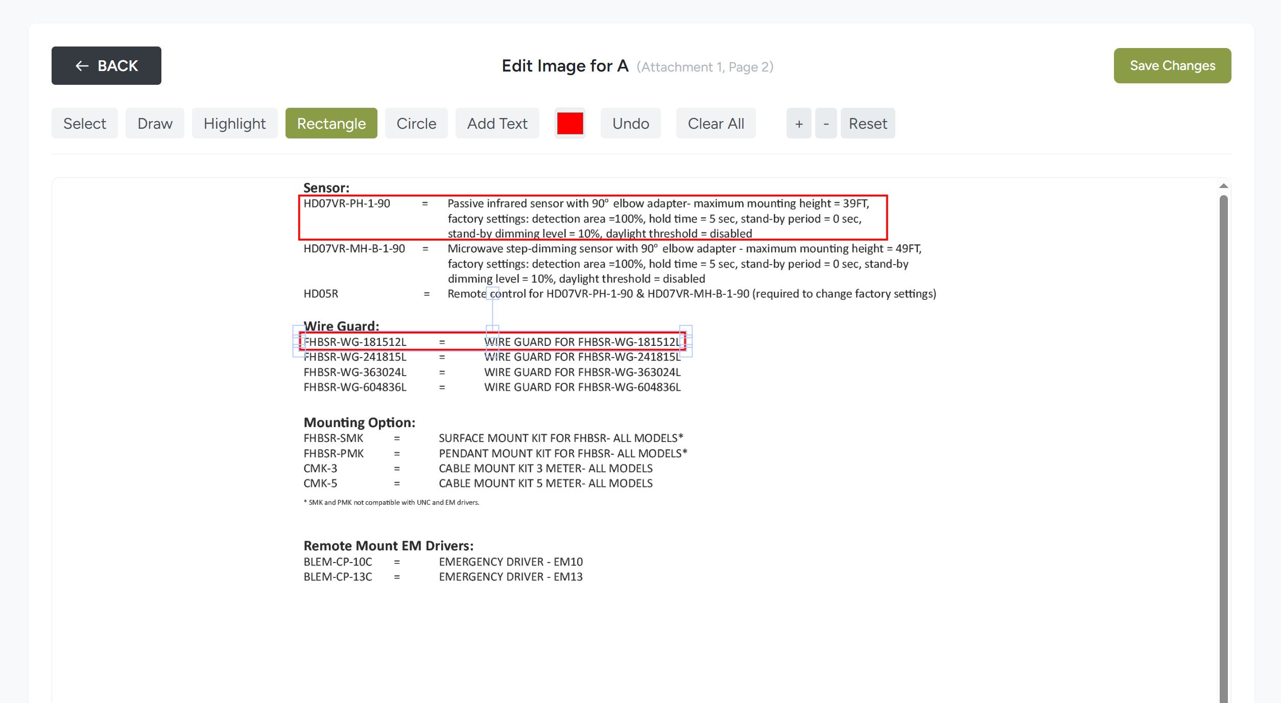 Mark Up PDF Submittal Sheets